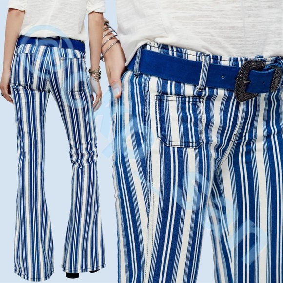 Free People Jolene Hip Hugger Striped Flare Sz 29 - Picture 3 of 16